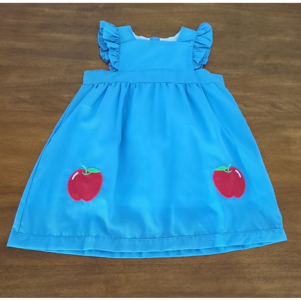 The Oaks Apparel little girls  ruffle sleeve Apple Dress size 3T NEW with Tags